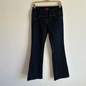 Vintage Y2K Blue Asphalt Jeans Pinstriped Flare Denim Dark Wash Grunge Pinstripe